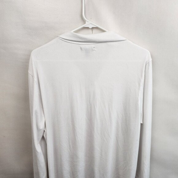 Alfani Womens White Quarter Zip Tunic Top Medium Ribbed Long Sleeve Minimalist - Picture 7 of 7